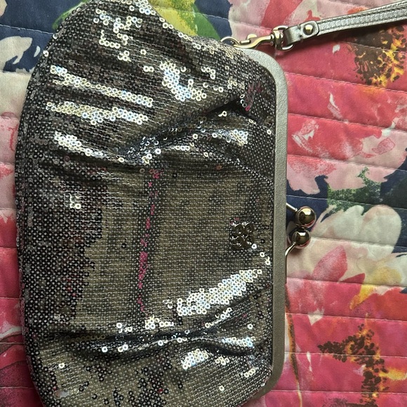 Grey/graphite Sequin Visit Coach clutch - Picture 3 of 7